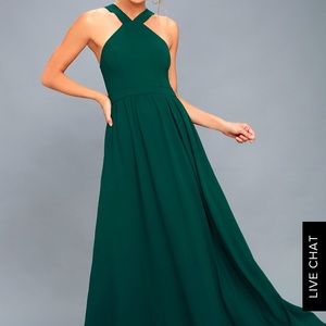 Lulu’s Air of Romance Forest Green Maxi Dress